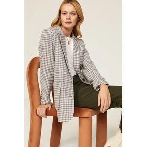 Rails Women's Windsor Plaid Blazer size LARGE Mini Check Plaid Wool Blend
